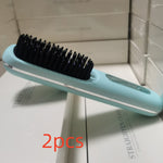 2 In 1 Straight Hair Comb Wireless Hair Straightener Brush Hair Fast Heating Portable Hot Curler USB Charging