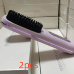 2 In 1 Straight Hair Comb Wireless Hair Straightener Brush Hair Fast Heating Portable Hot Curler USB Charging