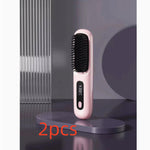 2 In 1 Straight Hair Comb Wireless Hair Straightener Brush Hair Fast Heating Portable Hot Curler USB Charging