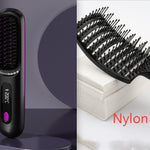 2 In 1 Straight Hair Comb Wireless Hair Straightener Brush Hair Fast Heating Portable Hot Curler USB Charging